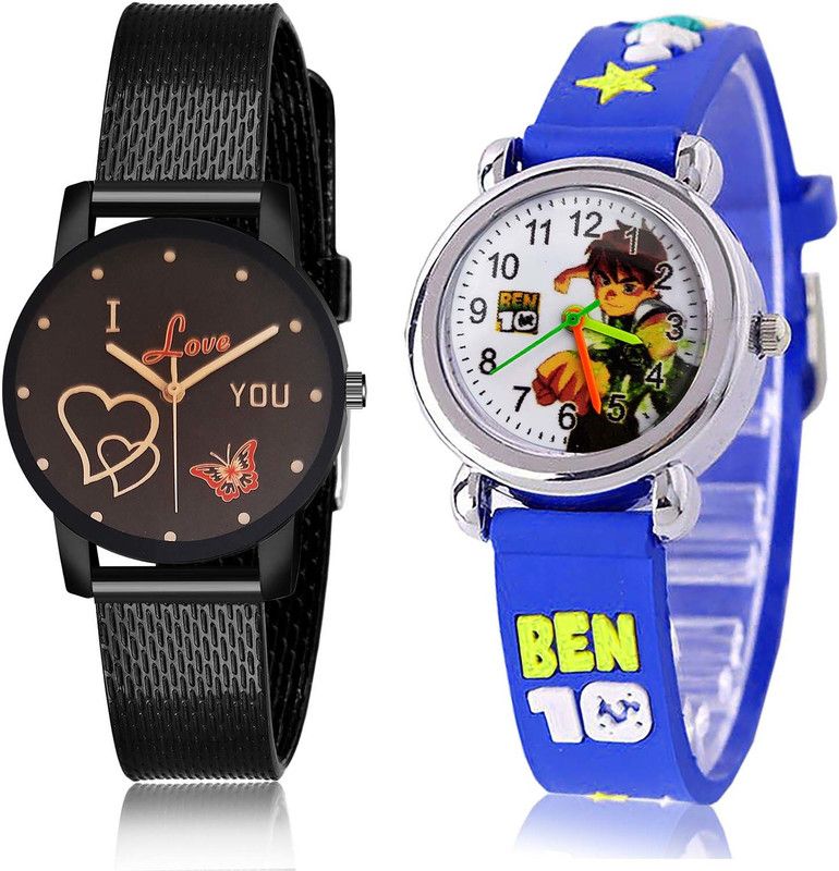 combo watch Analog Watch - For Girls Classical Trendy I Love You And Ben 10 Kids 2 Watch Combo For Girls And Women - G530-GC94
