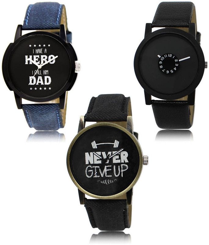 Stylish Attractive Professional Designer Combo Analog Watch - For Men L -07-25-27 Hot Selling Premium Quality Collection Latest Set of 3