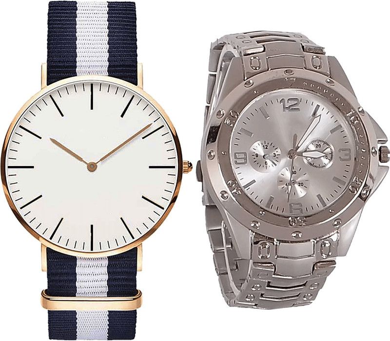 combo watch Analog Watch - For Girls Modern Fashionable Analogue Blue And Silver Color Boys And Men Watch - B109-B72 (Combo Of 2 )