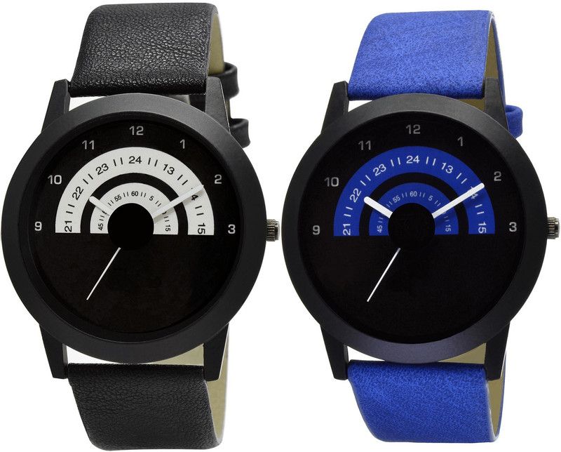 combo watch Analog Watch - For Girls New Designer Analogue Black And Blue Color Boys And Men Watch - B48-B47 (Combo Of 2 )