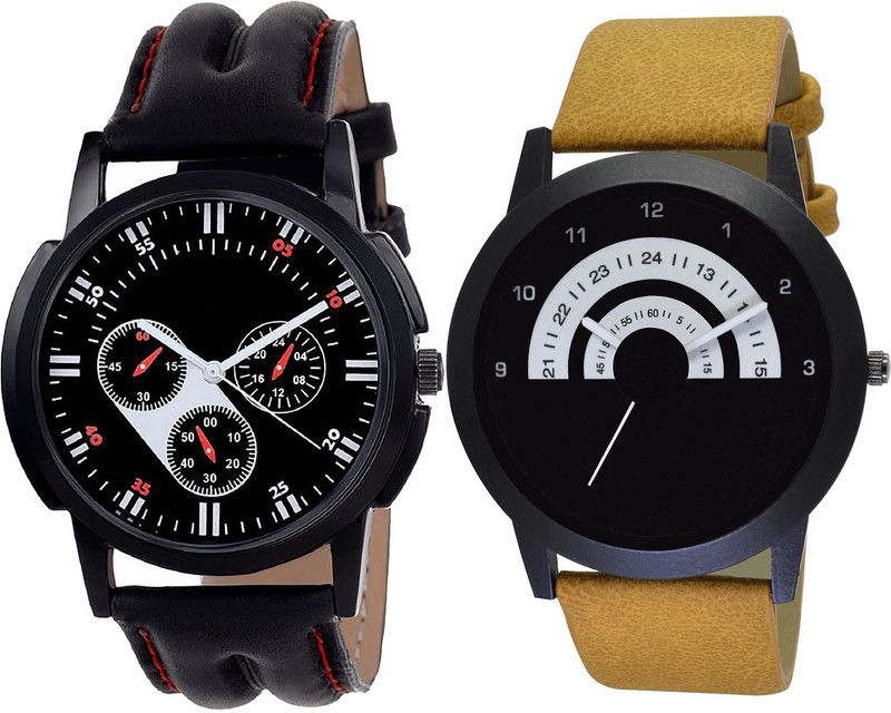 combo watch Analog Watch - For Men Contemporary Formal Black And Brown Color Boys Watch - B104-B49 (Combo Of 2 )