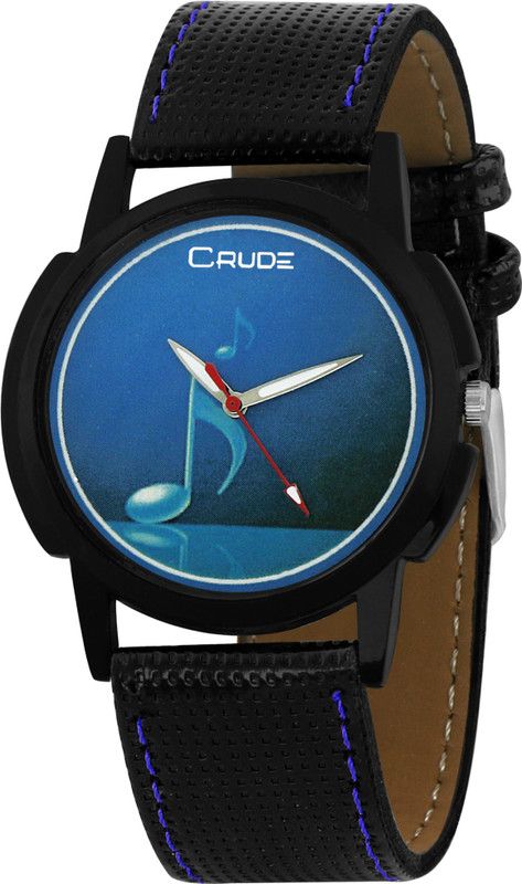 all black color dial lather strap casual watch Analog Watch - For Men rg453