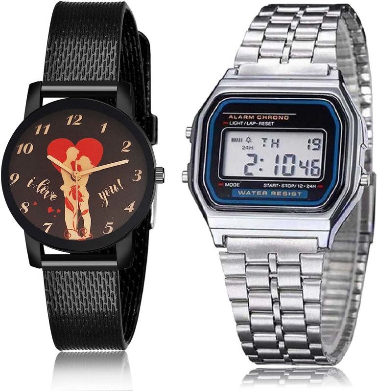 combo watch Analog-Digital Watch - For Girls New Love I Love You And Army Digital Sports 2 Watch Combo For Girls And Women - G523-GC306