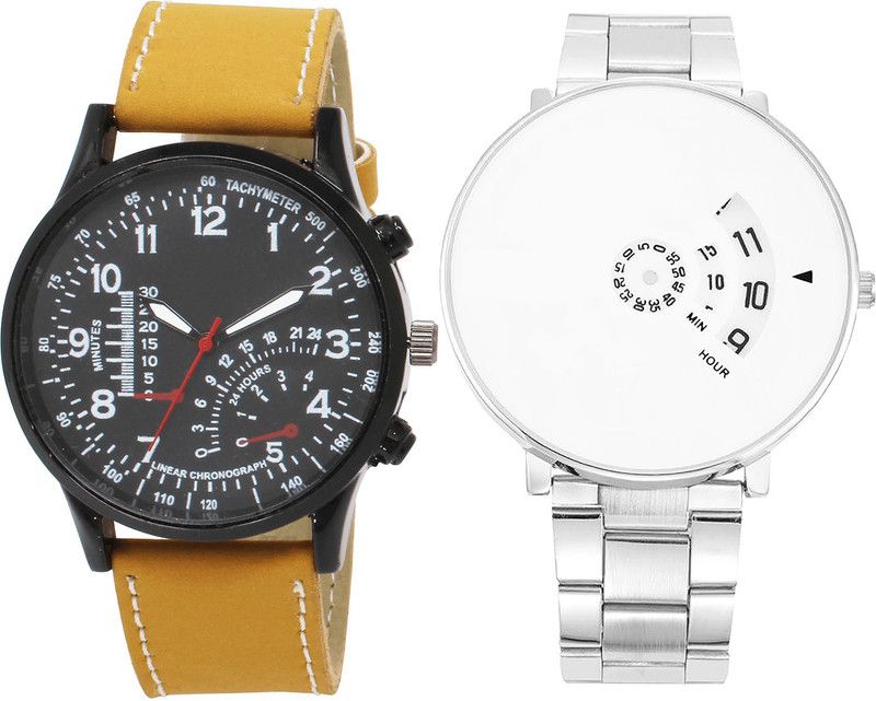 combo watch Analog Watch - For Girls 3D Design Analogue Brown And Silver Color Boys And Men Watch - B42-B82 (Combo Of 2 )
