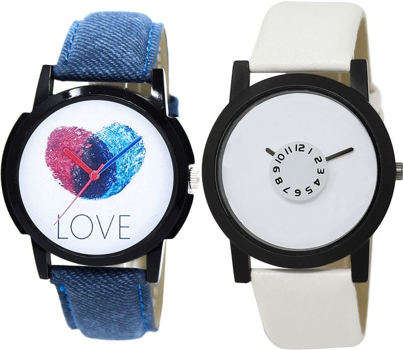 combo watch Analog Watch - For Girls Modern Traditional Love Analogue Blue And White Color Boys And Men Watch - B11-BL46.26 (Combo Of 2 )