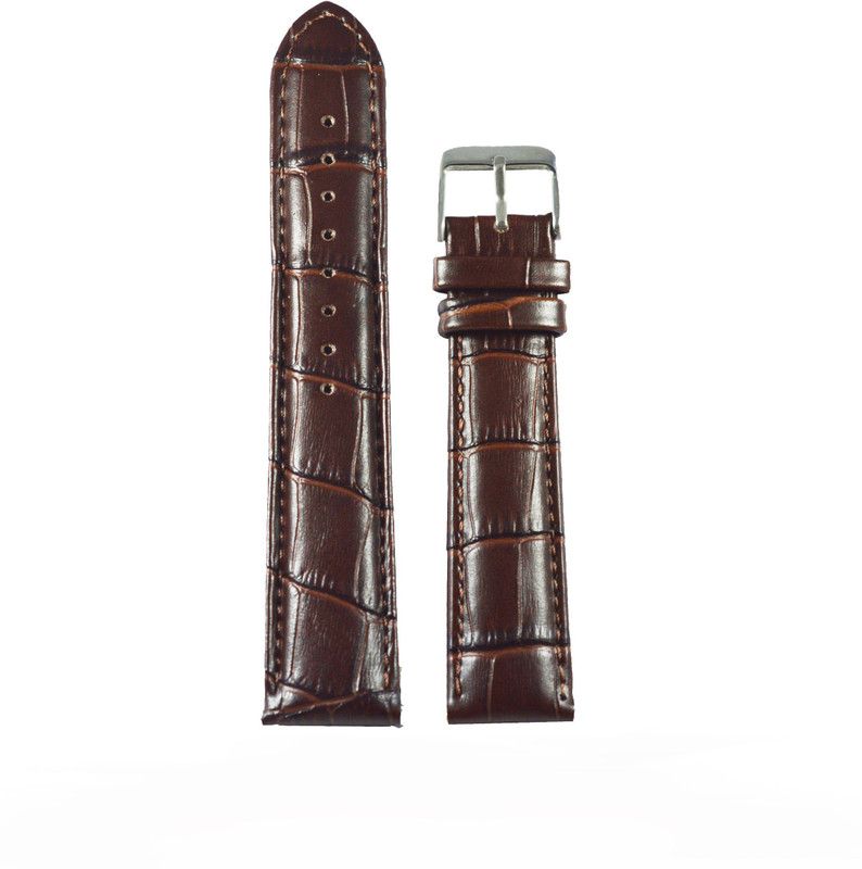 KOLET Croco Padded 22 mm Genuine Leather Watch Strap  (Brown)