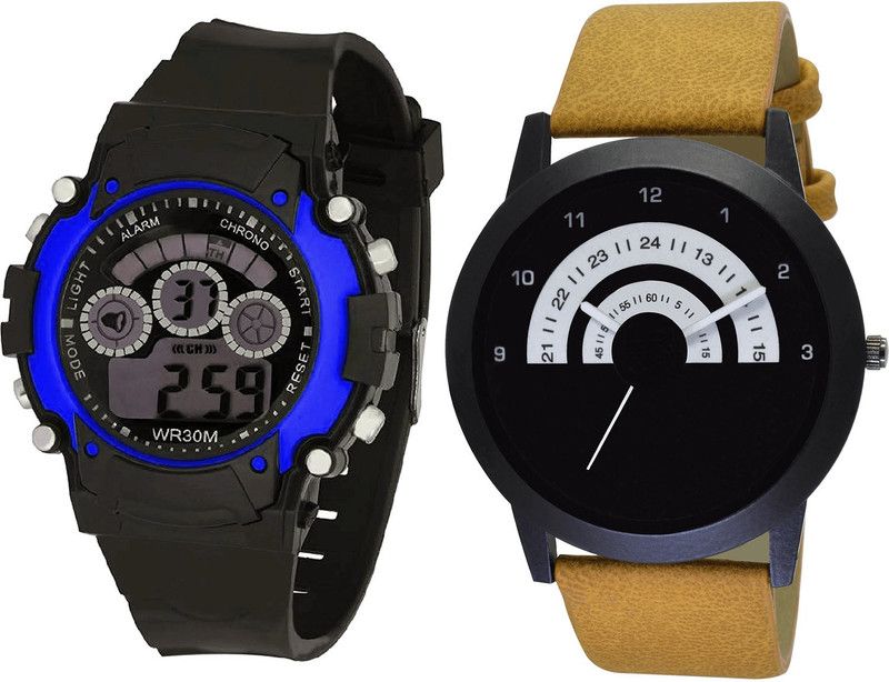 combo watch Analog Watch - For Girls Best Wrist Kids Analogue Black And Brown Color Boys And Men Watch - B2-B49 (Combo Of 2 )