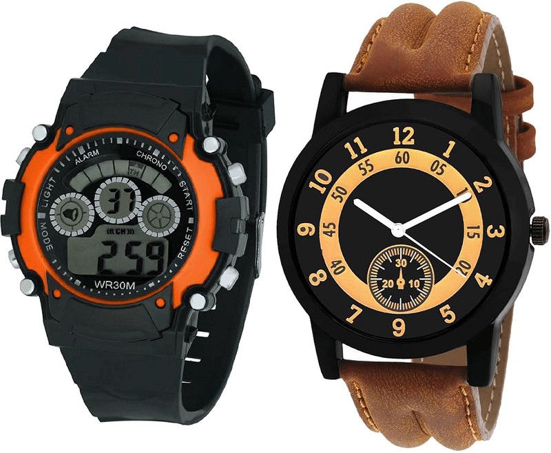 combo watch Analog Watch - For Girls Best Traditional Kids Analogue Black And Brown Color Boys And Men Watch - B4-B14 (Combo Of 2 )