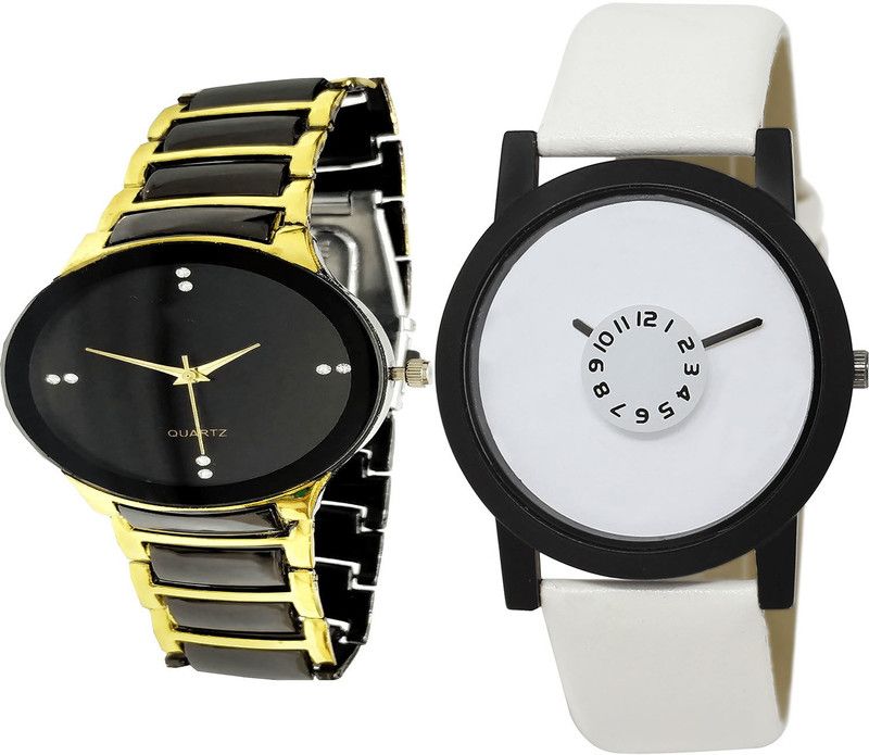 combo watch Analog Watch - For Girls New Traditional Analogue Black And White Color Boys And Men Watch - B69-BL46.26 (Combo Of 2 )