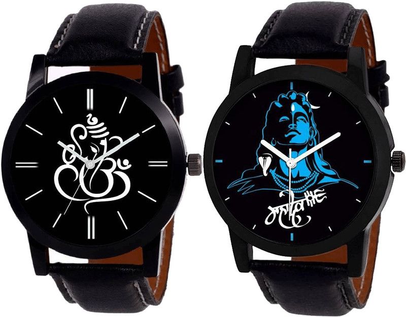 combo watch Analog Watch - For Men New Designer Ganpati And Mahadev Analogue Black Color Boys And Men Watch - B27-B23 (Combo Of 2 )