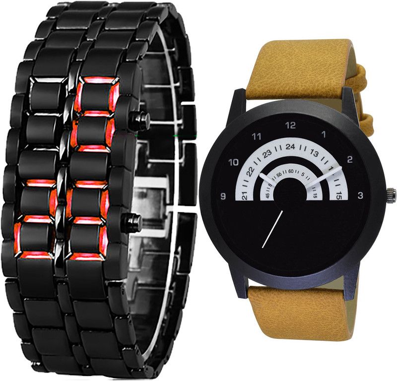 combo watch Analog Watch - For Girls Brand New Exclusive Led Matel Analogue Black And Brown Color Boys And Men Watch - B127-B49 (Combo Of 2 )