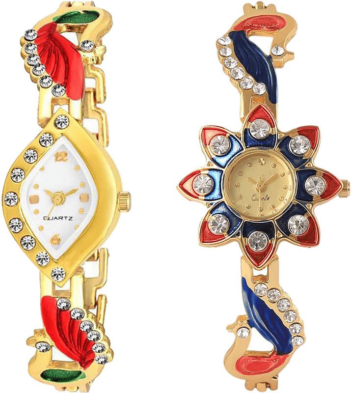 combo watch Analog Watch - For Girls Brand New Formal Peacock Analogue Gold Color Girls And Women Watch - G116-G118 (Combo Of 2 )