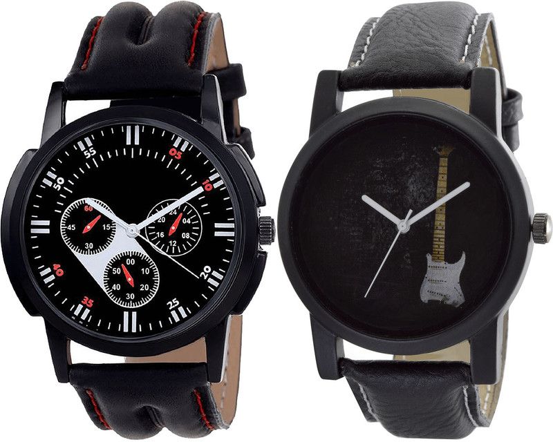 combo watch Analog Watch - For Girls Contemporary Collegian Guitar Analogue Black Color Boys And Men Watch - B104-B35 (Combo Of 2 )
