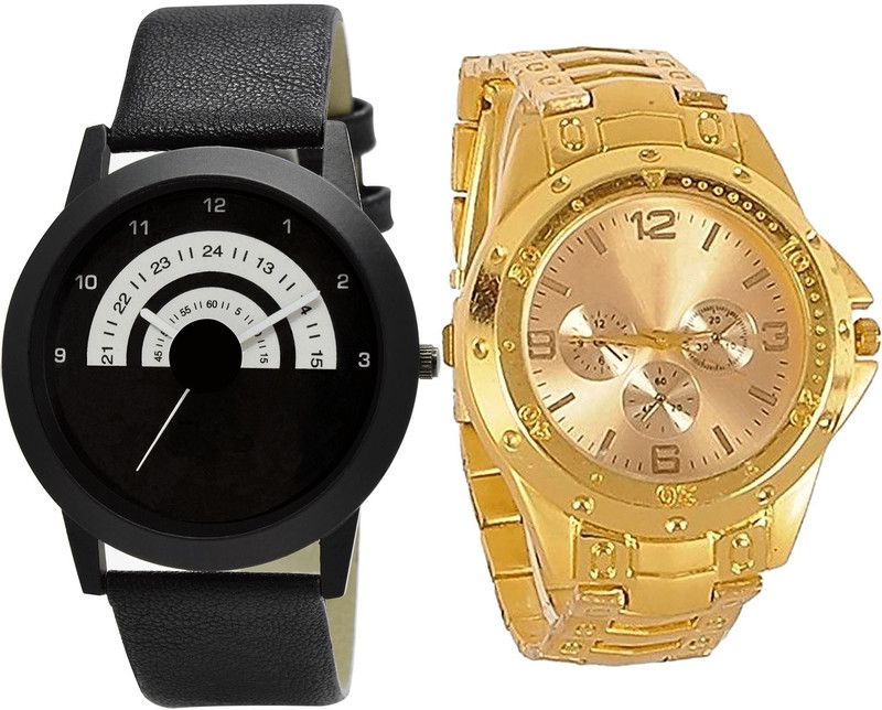 combo watch Analog Watch - For Girls New Diwali Analogue Black And Gold Color Boys And Men Watch - B48-B71 (Combo Of 2 )