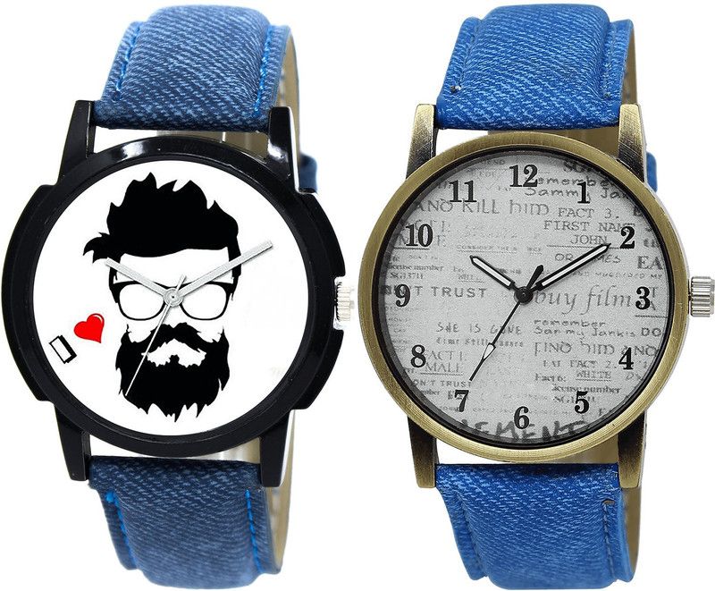 combo watch Analog Watch - For Girls Best Model Beard Style Analogue Blue Color Boys And Men Watch - B12-BL46.28 (Combo Of 2 )