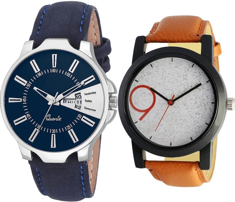 combo watch Analog Watch - For Girls Classical Casual Day And Date Analogue Blue And Brown Color Boys And Men Watch - BL46.23-B33 (Combo Of 2 )