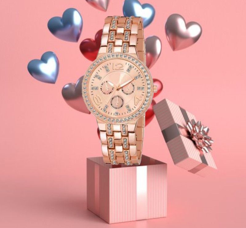 Analog Watch - For Girls Strap Luxury Diamond Rose Gold
