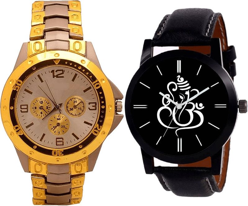 combo watch Analog Watch - For Girls Brand New Style Ganpati Analogue Silver And Black Color Boys And Men Watch - B74-B27 (Combo Of 2 )