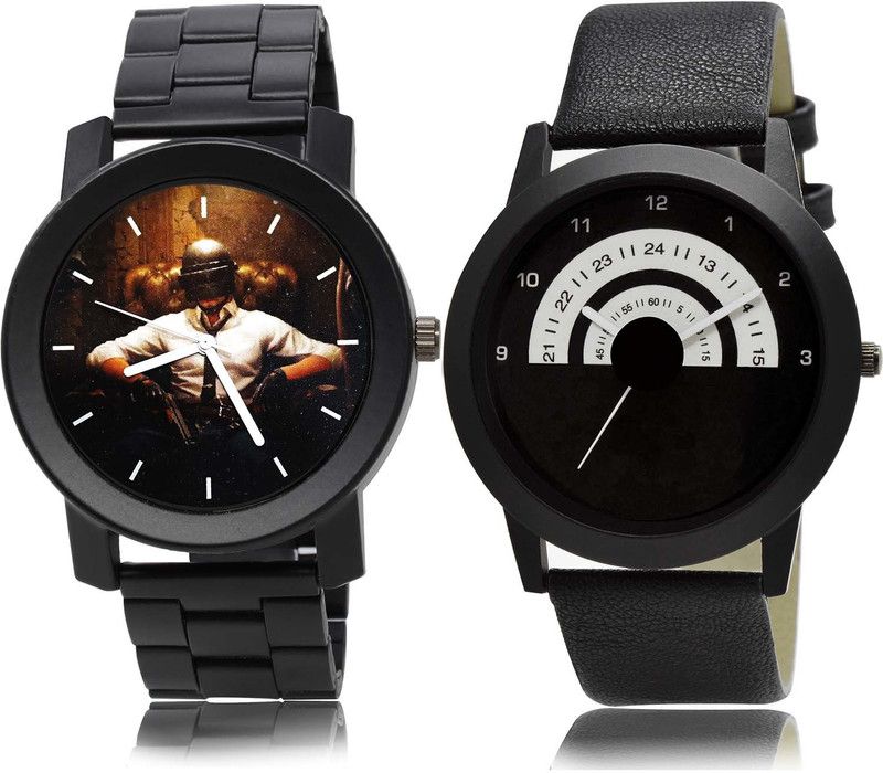 combo watch Analog Watch - For Boys New 3D Design Pubg Military Army Chain Watch And Speedometer Black Color Boys And Men Watch - B452-B48 (Combo Of 2)