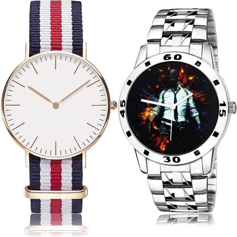 combo watch Analog Watch - For Men Brand New High Quality Chronograph And Pubg Military Army Chain Watch Combo Watch For Boys And Men - BC5-B556