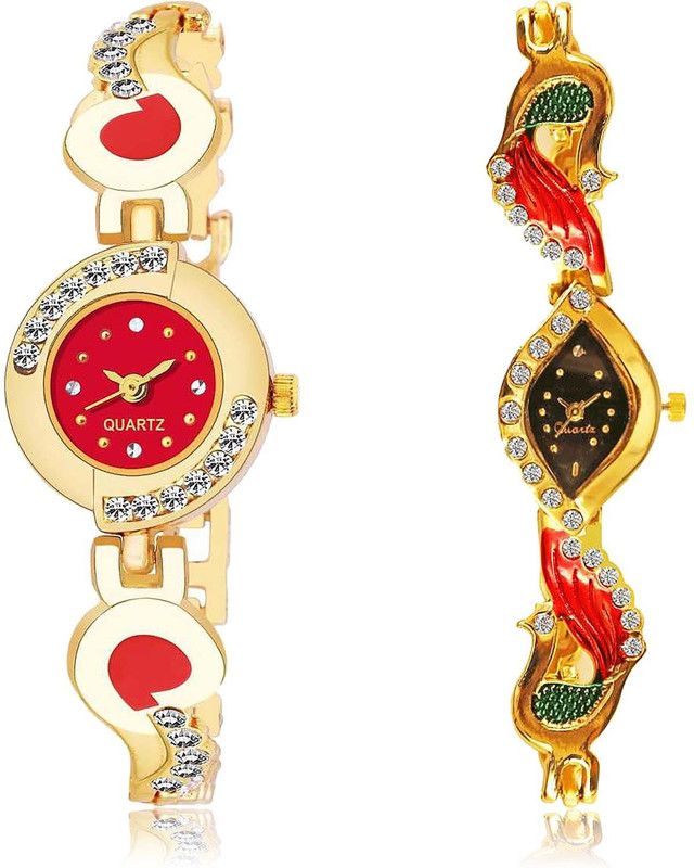 combo watch Analog Watch - For Women Latest Diwali Chain And Peacock Combo Watch For Girls And Women - G441-G117