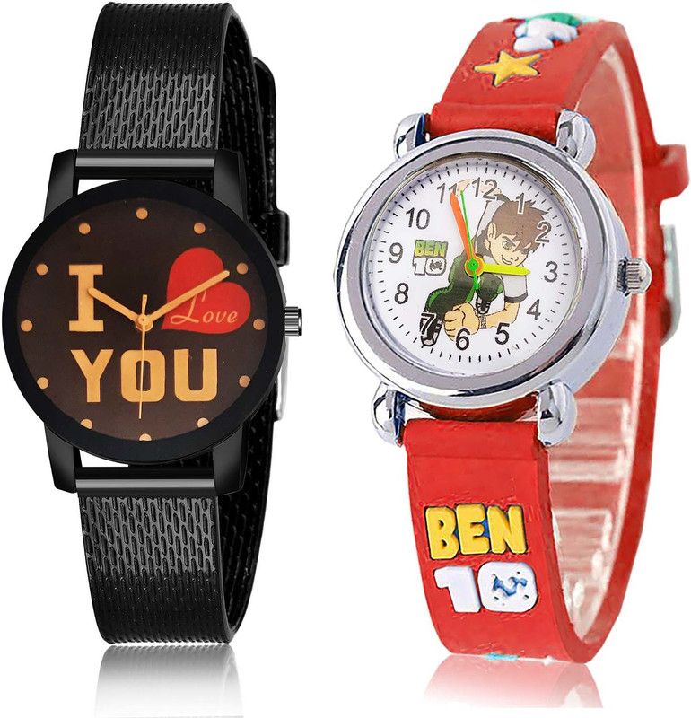 Analog Watch - For Women Brand New Unique I Love You And Ben 10 Kids 2 Watch Combo For Girls And Women - G527-GC118