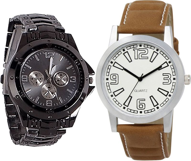 combo watch Analog Watch - For Girls Contemporary Designer Analogue Black And Brown Color Boys And Men Watch - B70-BL46.15 (Combo Of 2 )