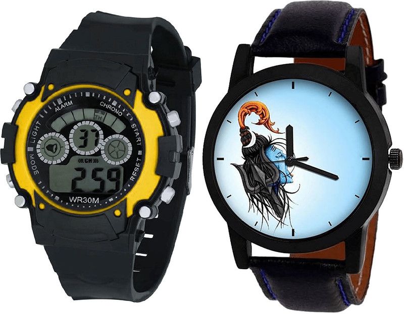 combo watch Analog Watch - For Girls Latest Casual Kids And Mahadev Analogue Black Color Boys And Men Watch - B6-B22 (Combo Of 2 )