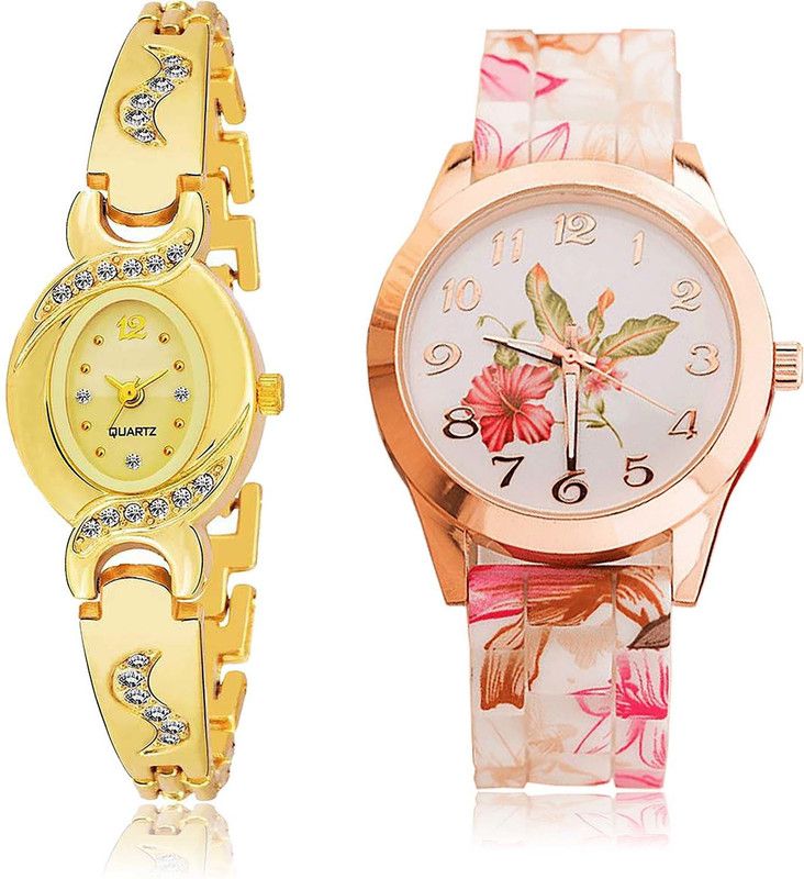 combo watch Analog Watch - For Women Brand New Collegian Chain And Flower Combo Watch For Girls And Women - G442-G305