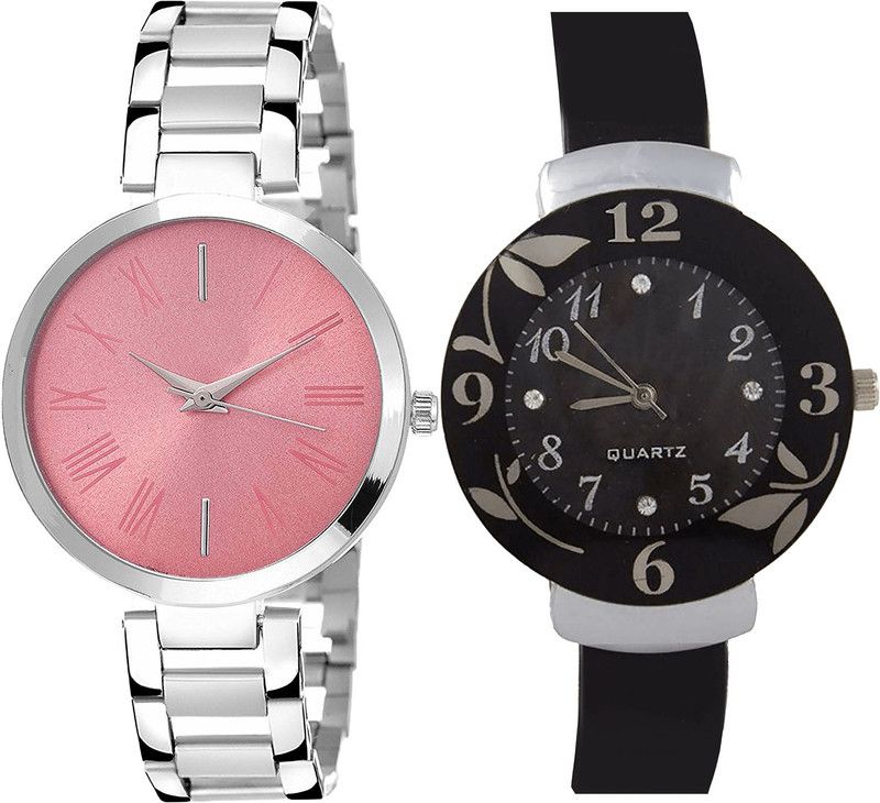 combo watch Analog Watch - For Girls Best Diwali Flower Analogue Silver And Black Color Girls And Women Watch - G301-G24 (Combo of 2 )