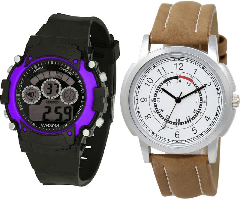 combo watch Analog Watch - For Girls Treading Present Kids Analogue Black And Brown Color Boys And Men Watch - B133-BL46.17 (Combo Of 2 )