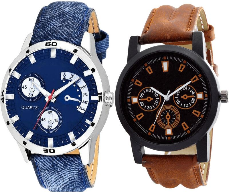 combo watch Analog Watch - For Girls Best High Quality Analogue Blue And Brown Color Boys And Men Watch - B57-B30 (Combo Of 2 )