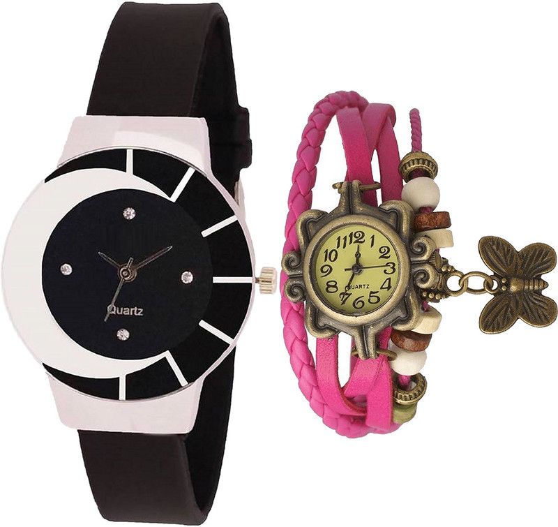 Analog Watch - For Women Modish Fancy Black And Pink Color Combo Watch (G8-G63) For Girls And Women