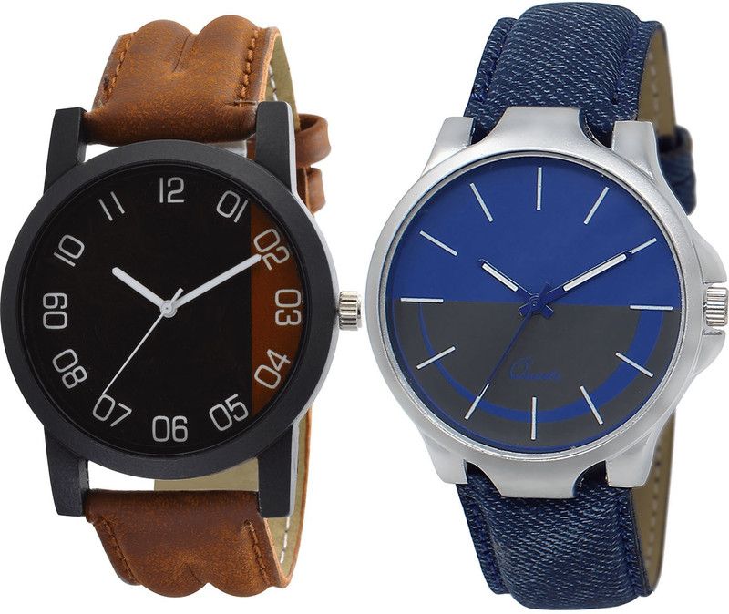 combo watch Analog Watch - For Girls Contemporary Professional Analogue Brown And Blue Color Boys And Men Watch - B36-BL46.24 (Combo Of 2 )