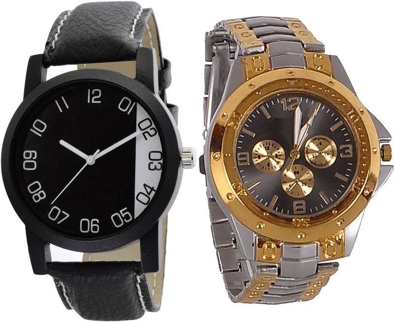 combo watch Analog Watch - For Girls Modern Italian Designer Analogue Black And Silver Color Boys And Men Watch - B38-B76 (Combo Of 2 )