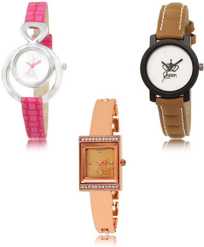 Latest Set of 3 Stylish Attractive Professional Designer Combo Analog Watch - For Women LR-205-209-220 Premium Quality Collection