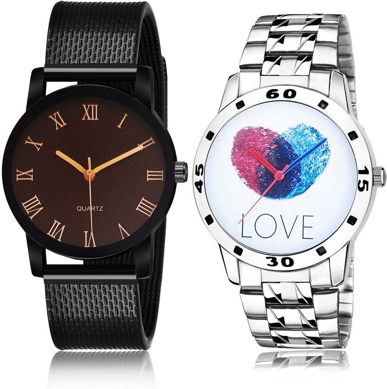 combo watch Analog Watch - For Men Best Professional Sports And Love Fingerprints Chain 2 Watch Combo For Boys And men - BRM15-B812
