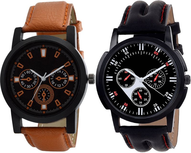 combo watch Analog Watch - For Girls Brand New Traditional Analogue Brown And Black Color Boys And Men Watch - B31-B104 (Combo Of 2 )