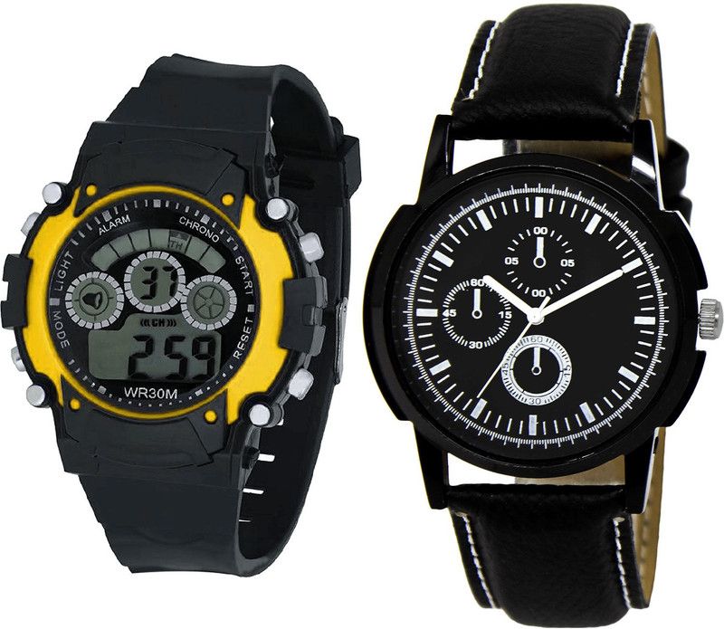 combo watch Analog Watch - For Girls Brand New Present Kids Analogue Black Color Boys And Men Watch - B6-BL46.13 (Combo Of 2 )