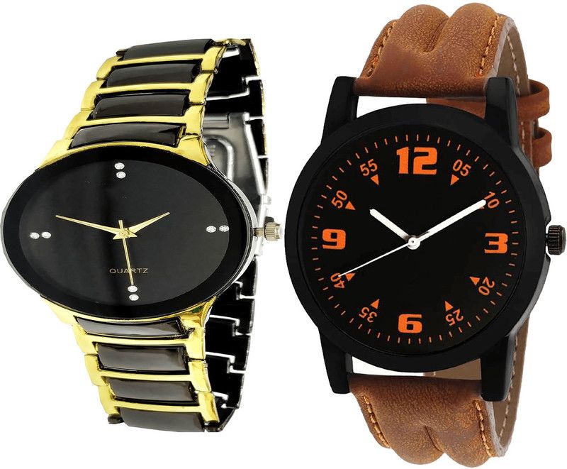 combo watch Analog Watch - For Girls Contemporary Branded Analogue Black And Brown Color Boys And Men Watch - B69-B15 (Combo Of 2 )