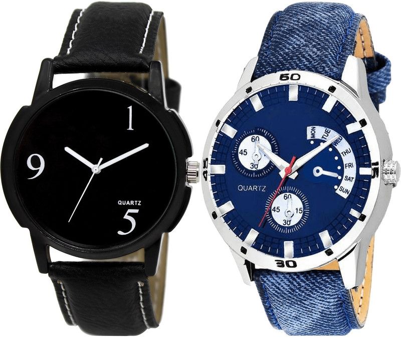 combo watch Analog Watch - For Girls Treading Fancy Analogue Black And Blue Color Boys And Men Watch - BL46.6-B57 (Combo Of 2 )