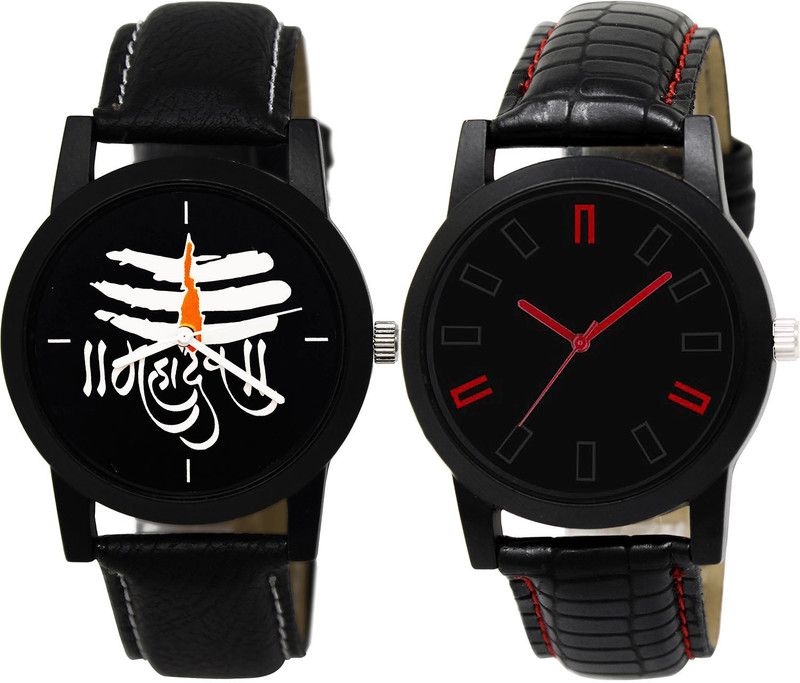 combo watch Analog Watch - For Boys New Italian Designer Mahadev Analogue Black Color Boys And Men Watch - B114-B28 (Combo Of 2 )