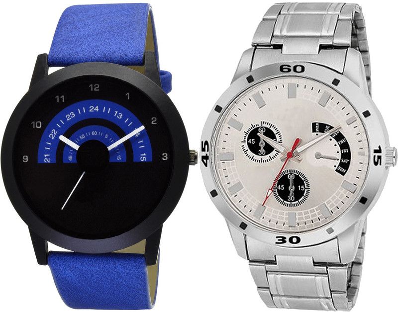 combo watch Analog Watch - For Girls Classical Diwali Analogue Blue And Silver Color Boys And Men Watch - B47-BL46.101 (Combo Of 2 )