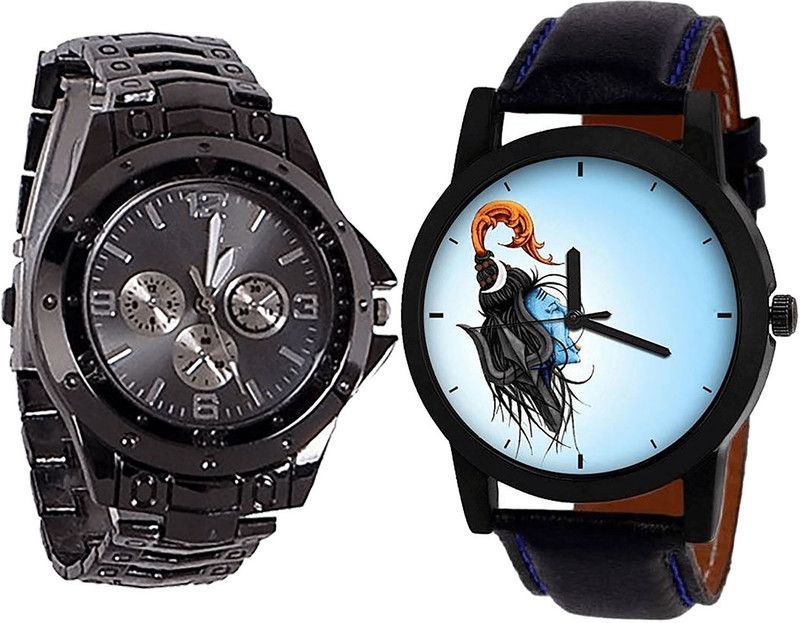 combo watch Analog Watch - For Men & Women Latest High Quality Mahadev Analogue Black Color Boys And Men Watch - B70-B22 (Combo Of 2 )