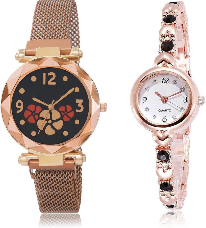 Analog Watch - For Women Brand New Heart 2 Watch Combo For Women And Girls - G653-G455