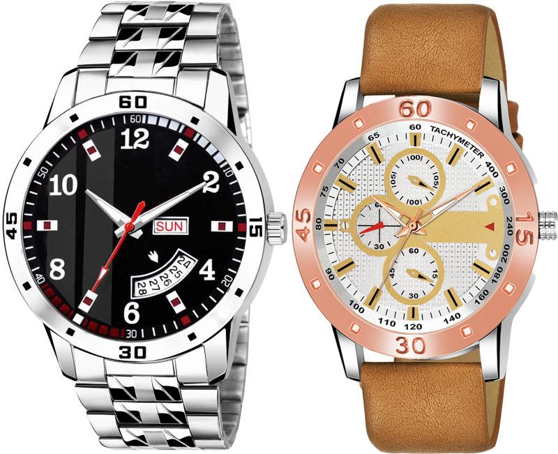 Latest designed watch for boys Analog watch for boys Date displaying watch for boys Watch with stainless steel strap watch with genuine leather Analog Watch - For Boys SP 21DD49