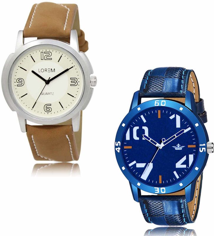 Analog Watch - For Men LR16-LR59 White-Blue Casual-Professional Look Combo of 2