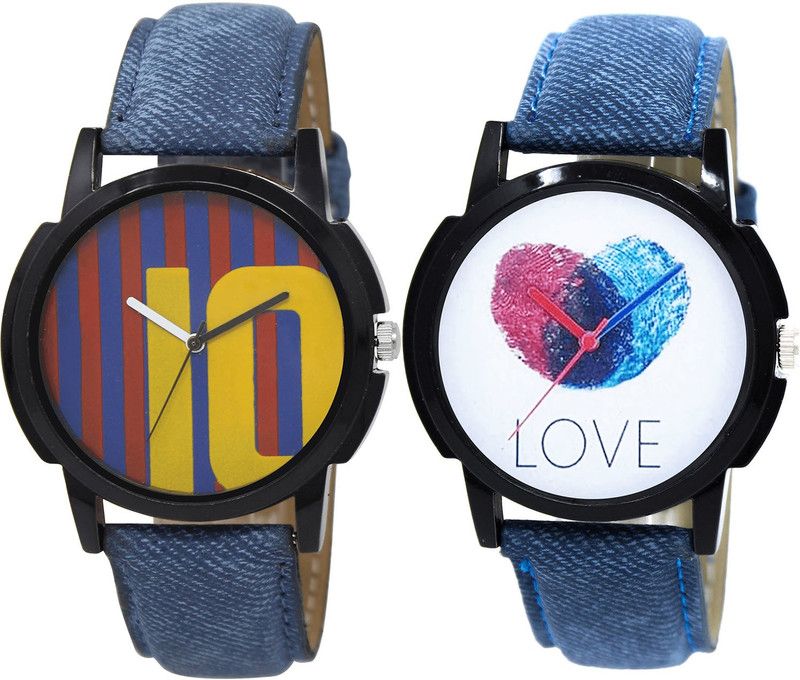 combo watch Analog Watch - For Girls New Heart Messi Football And Love Analogue Blue Color Boys And Men Watch - BL46.10-B11 (Combo Of 2 )