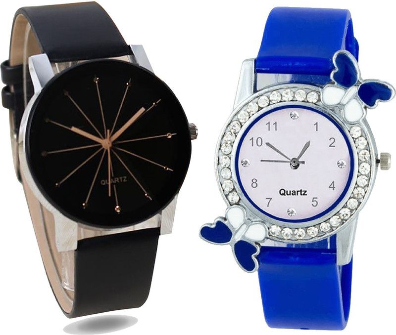 combo watch Analog Watch - For Girls Brand New Valentine Analogue Black And Blue Color Girls And Women Watch - G174-G98 (Combo Of 2 )
