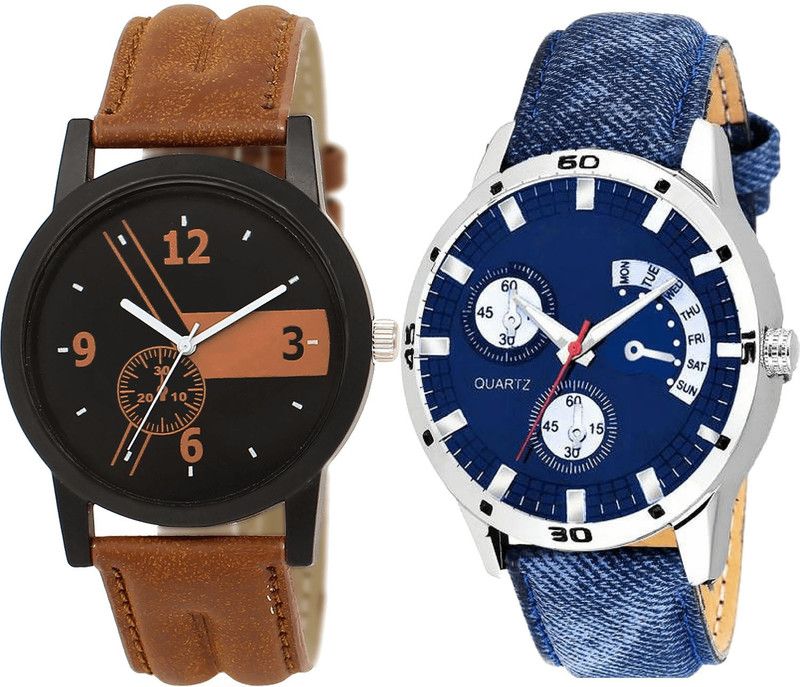 combo watch Analog Watch - For Girls Classical Valentine Analogue Brown And Blue Color Boys And Men Watch - BL46.1-B57 (Combo Of 2 )